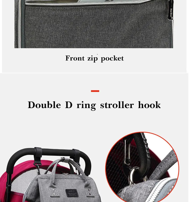 Baby Diaper Bag with USB & Sleeping Crib