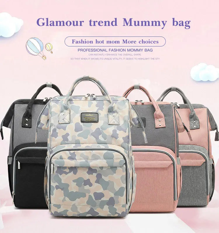 Baby Diaper Bag with USB & Sleeping Crib