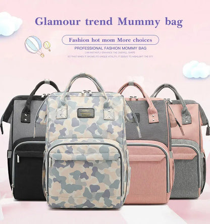 Baby Diaper Bag with USB & Sleeping Crib