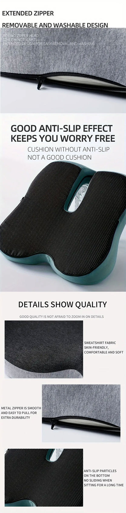 Memory Foam Seat Cushion Lumbar Support-2-in-1 back & Tailbone Relief