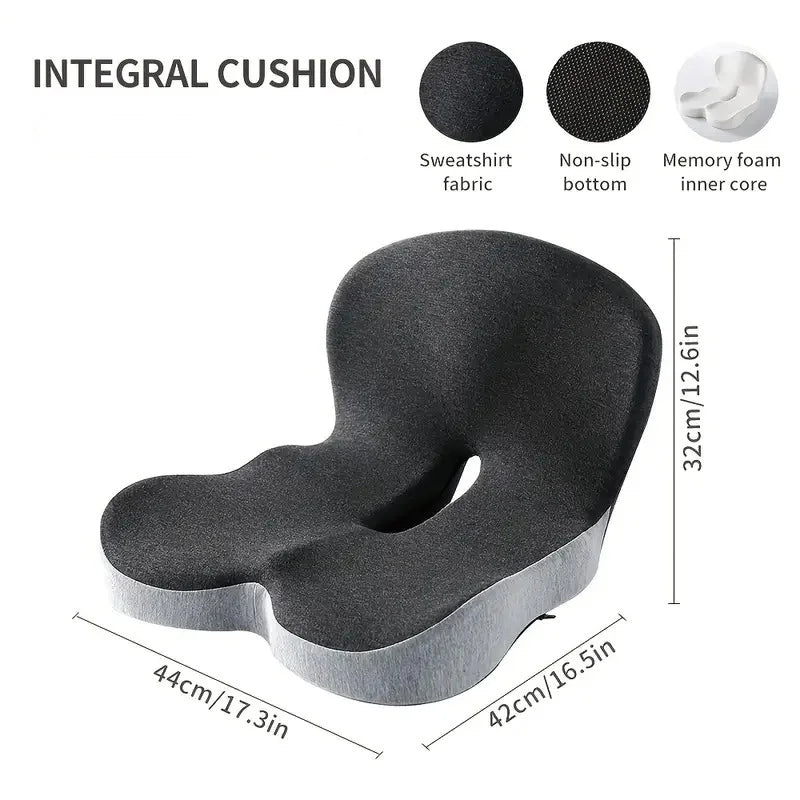 Memory Foam Seat Cushion Lumbar Support-2-in-1 back & Tailbone Relief