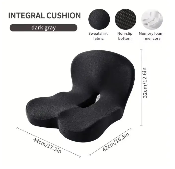 Memory Foam Seat Cushion Lumbar Support-2-in-1 back & Tailbone Relief