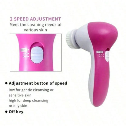 Pink and white cleaning device with speed adjustment features on a white background